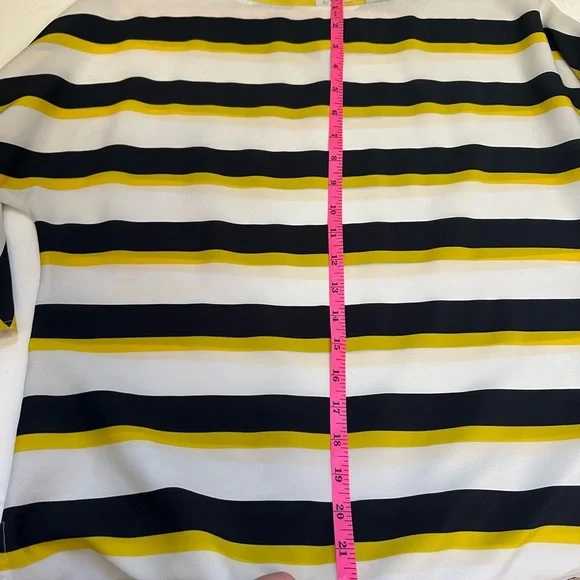 Loft Mid-Sleeve Striped Yellow and Black Women's Top Blouse Size Medium - Picture 6 of 6